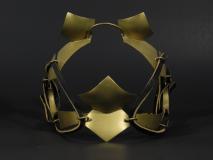 Blinders, brass and leather.  7"x6"x7"