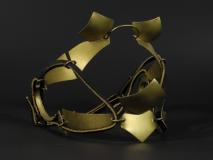 Blinders, brass and leather.  7"x6"x7"